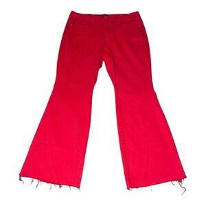 Judy Blue Red Garment Dyed High Rise Flare Jeans Raw Hem JB88833 C-CO Womens 18W
